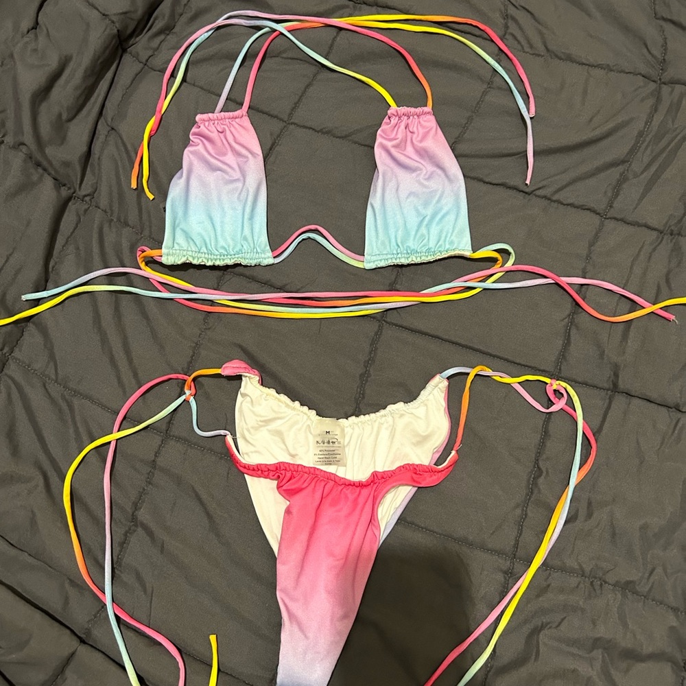 Rainbow Monica Hansen Beachwear string bikini set